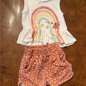 Little sleepies lion king 6-12 months peplum top and shorts